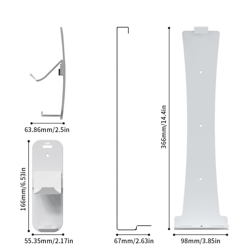 PS5 SLIM Wall Mount Bracket with Controller Holder - Vertical Stand for PS5 SLIM Console & PC Gamepad Accessories (White) - Perfect for Gaming Room Organization & Space Saving Setup