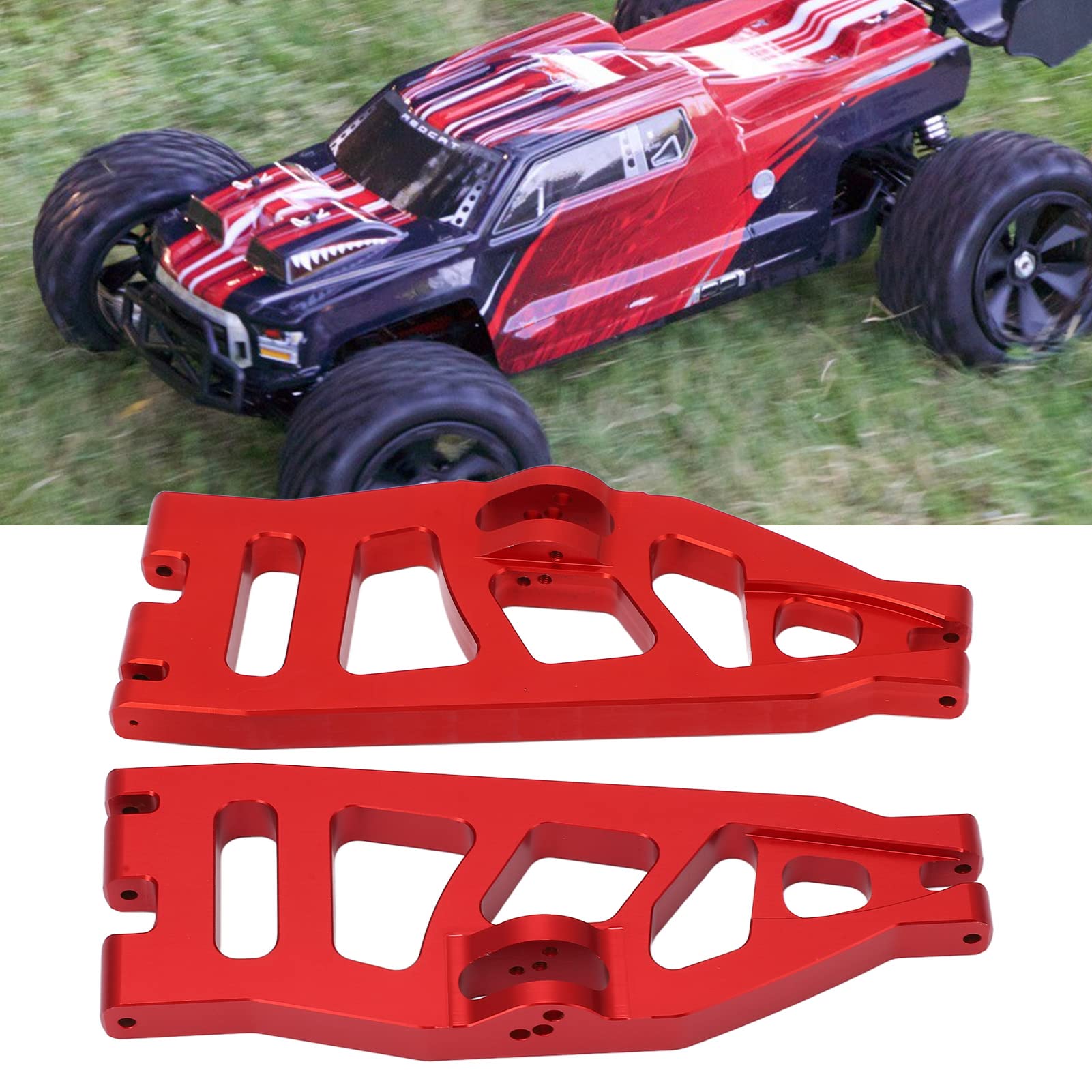 High-Performance Aluminum Alloy RC Rear Suspension Arms - Upgrade Parts for 1/6 Scale REDCAT Shredder RC Cars (Red) | Durable Off-Road Racing & Crawler Accessories