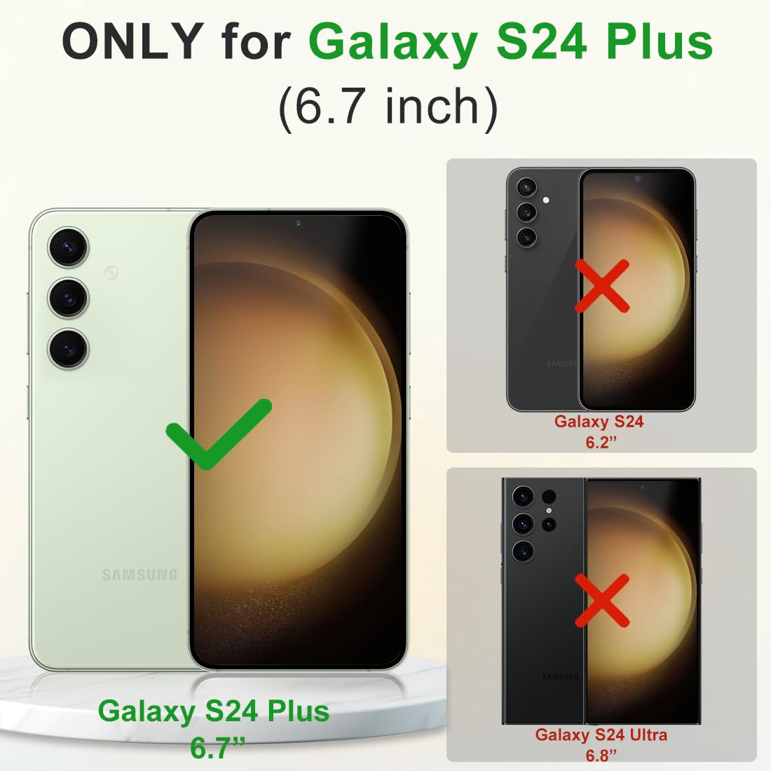 Magnetic Case for Samsung Galaxy S24+ Plus 5G - Magsafe Compatible, Military Grade Drop Protection, Anti-Slip Soft TPU Edge Phone Cover (Black/Red) - Perfect for Work, Travel & Outdoor Activities