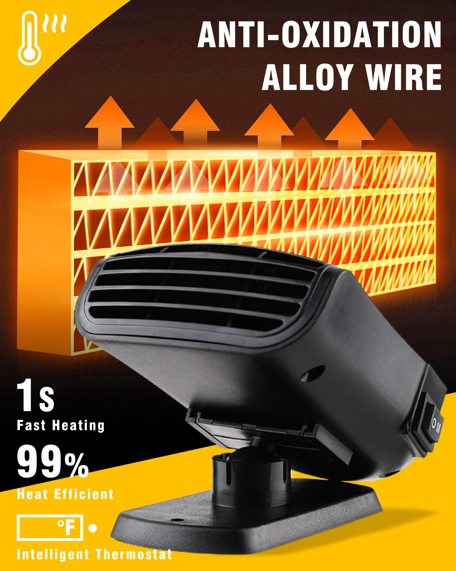 12V 150W Portable Car Heater - Cigarette Lighter Plug-in Heater for Vehicles | Fast Warming for Winter Driving & Road Trips