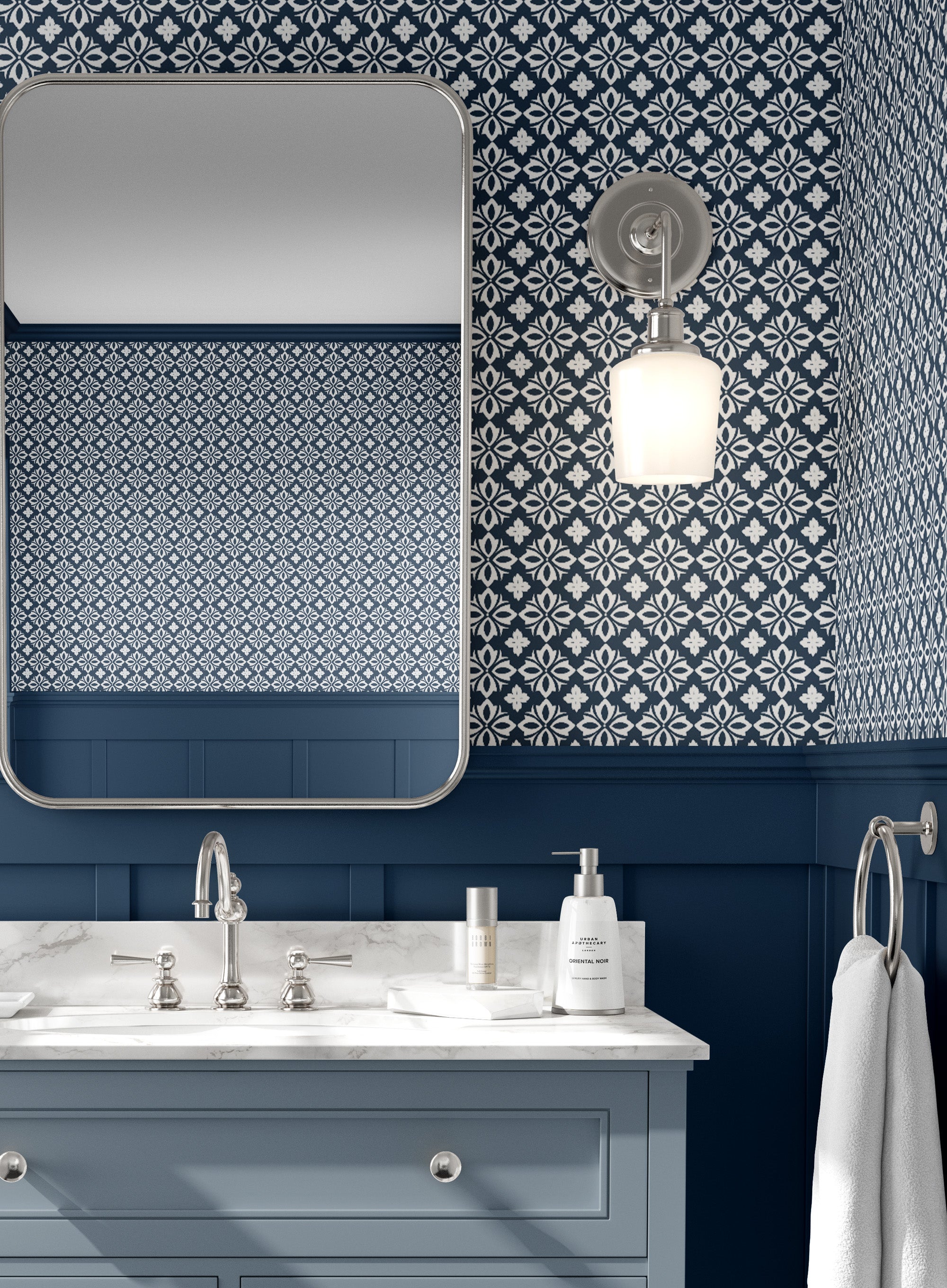 Alanna Wallpaper - Bute Blue Peel and Stick Removable Wallpaper - Self-Adhesive Wallpaper for Bedroom, Living Room, Nursery & Office Decor