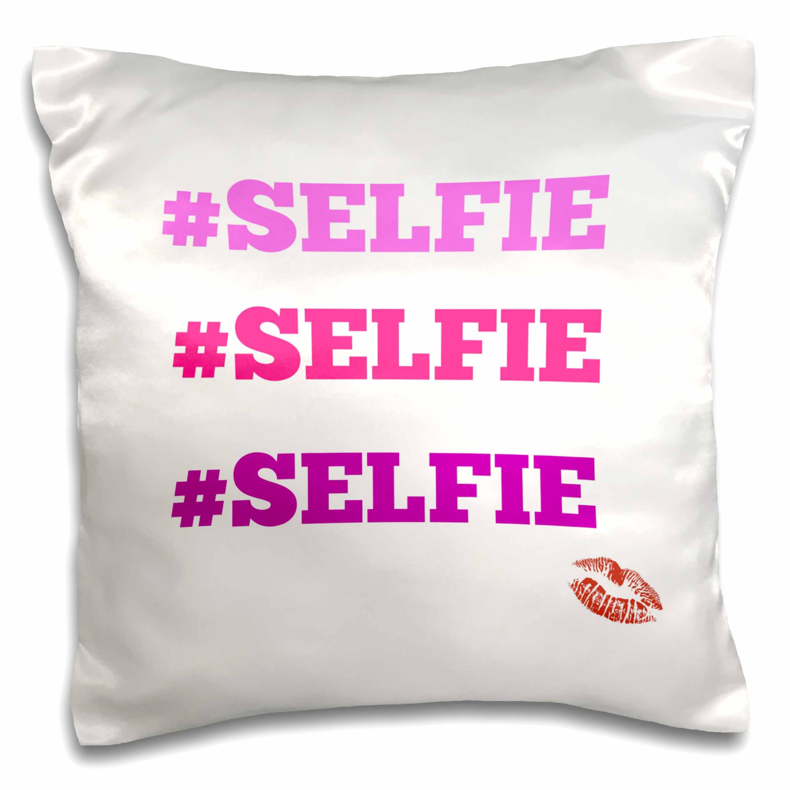 3D Rose Hashtag Selfie Pillow Cover 16x16 Inch - Trendy Instagram Themed Decorative Pillowcase for Bedroom, Living Room & Social Media Photo Props