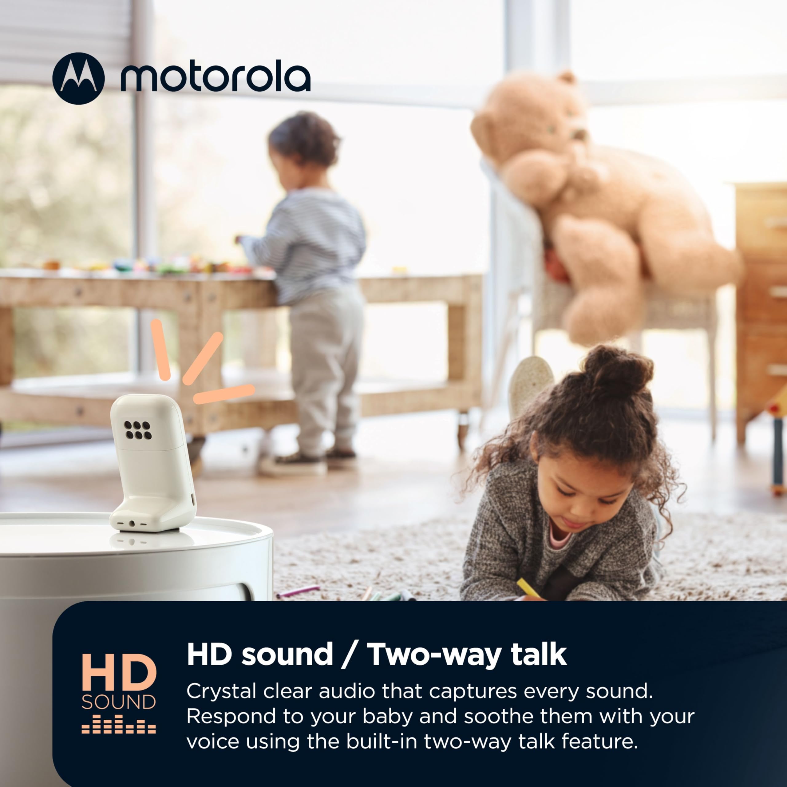 Motorola PIP15 HD Baby Monitor with Night Light - 2 Parent Units & 1500ft Range for Dual Room Monitoring | Two-Way Audio & Night Vision for Newborns | Perfect for Nursery, Bedroom & Travel Use