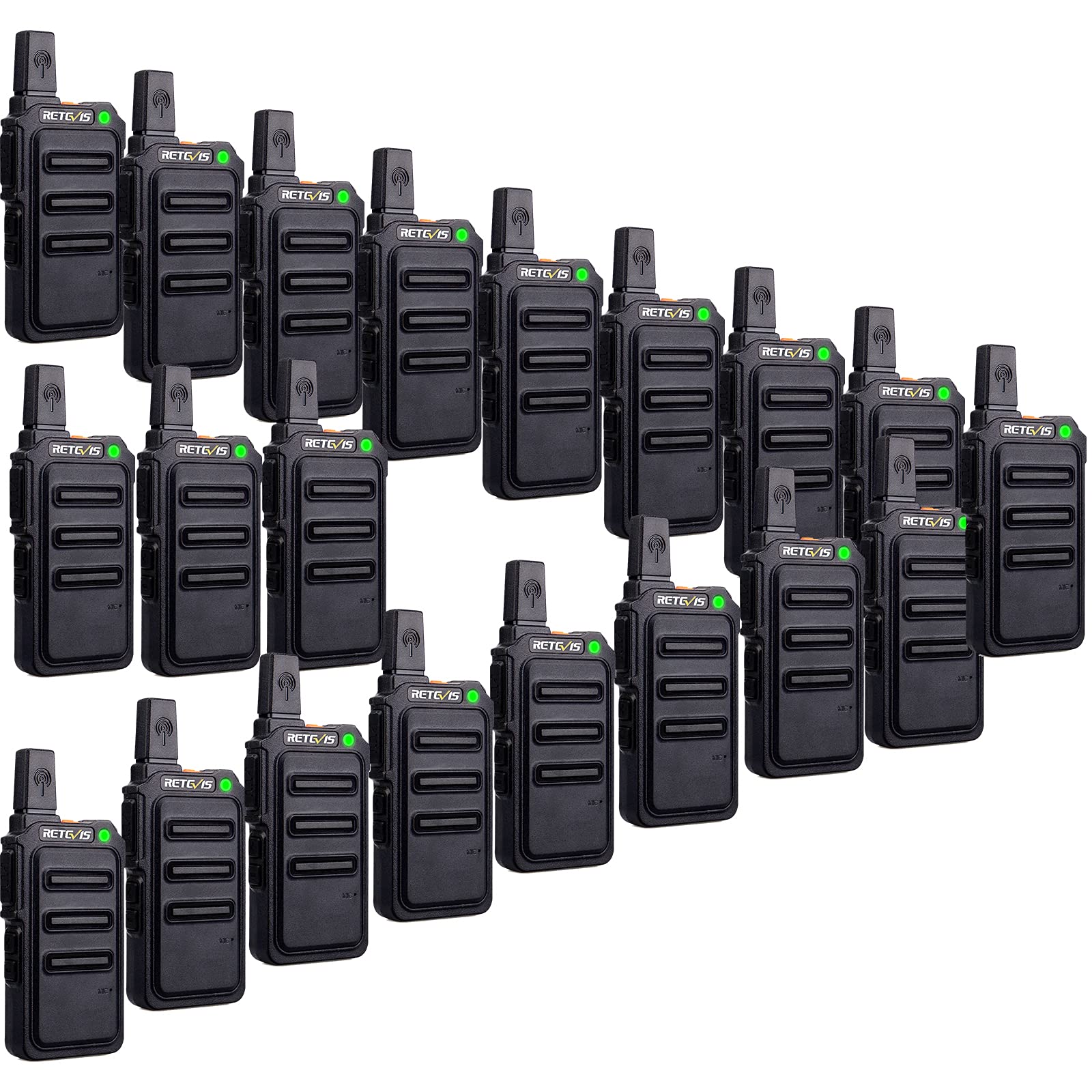 Retevis RT19 20 Pack Walkie-Talkies - Portable FRS Two Way Radios with USB Rechargeable Battery & Metal Clip - Compact Mini Design for Adults - Ideal for School, Church, Healthcare & Outdoor Activities