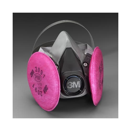 3M 07002 Medium Half Facepiece Respirator with P100 Filters - Dust, Paint, Chemical Protection for Construction, Woodworking & Industrial Safety