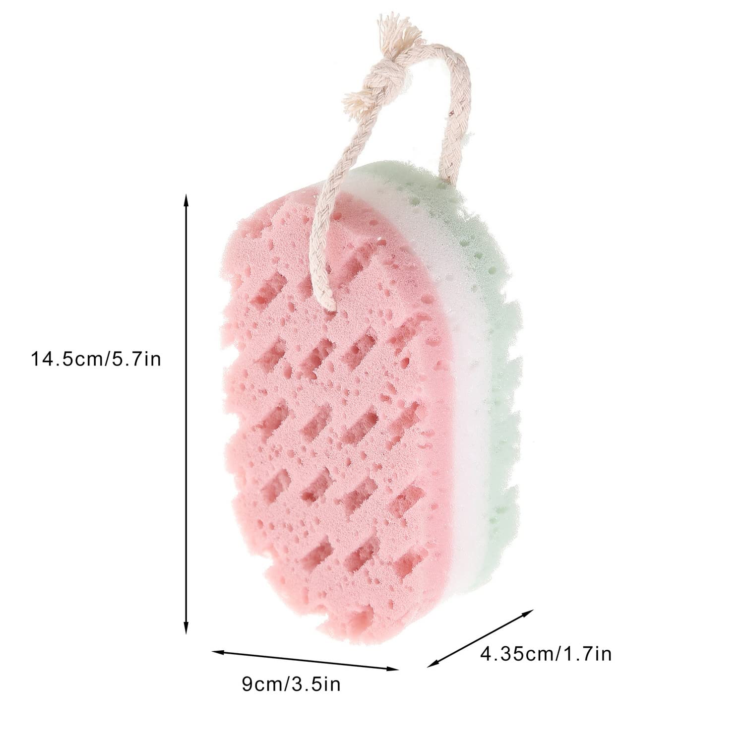 CLUEMART 3 Pack Exfoliating Bath Sponge - Soft Shower Scrubber for Men, Women & Kids - Gentle Body Cleansing & Skin Renewal - Perfect for Daily Shower, Spa & Exfoliation Routine