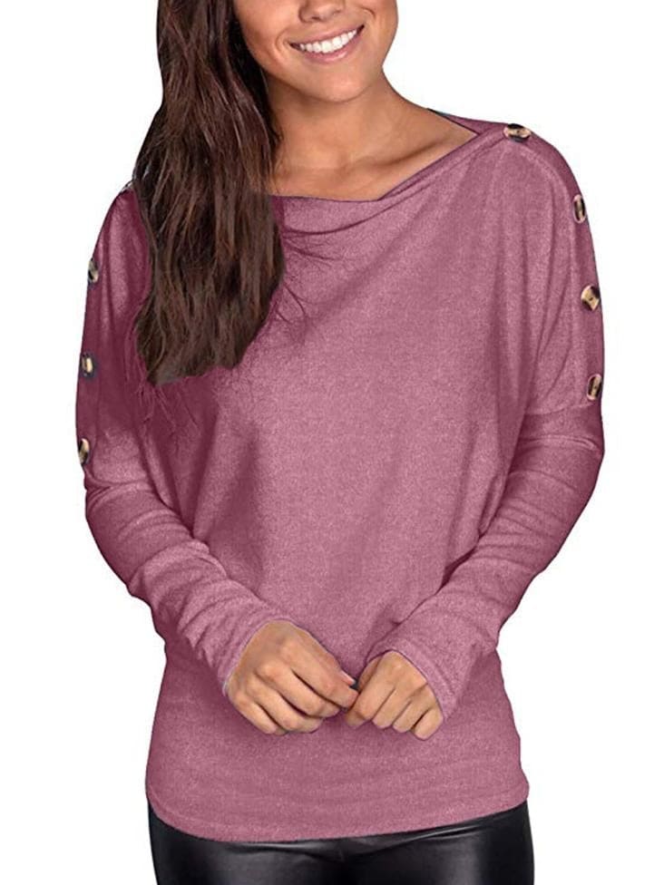 Lovevop Women's Casual Long Sleeve T-Shirt - Soft Plain Solid Fall Top for Everyday Wear | Perfect for Work, Weekend Outfits & Layering