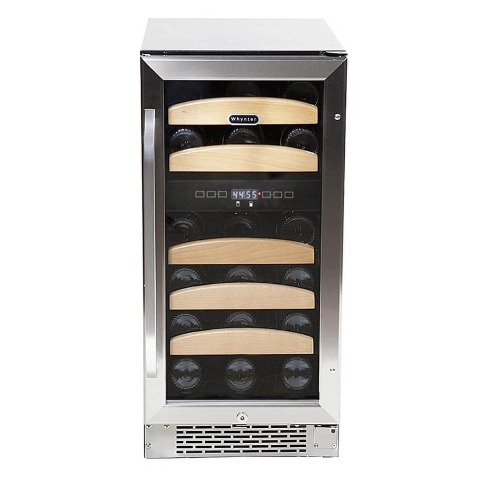 Whynter BWR-281DZa 28 Bottle Dual Temperature Zone Built-in Wine Cooler Refrigerator - Black Stainless Steel - Perfect for Home Bars, Wine Cellars, and Kitchen Storage (46 Bottle Capacity)