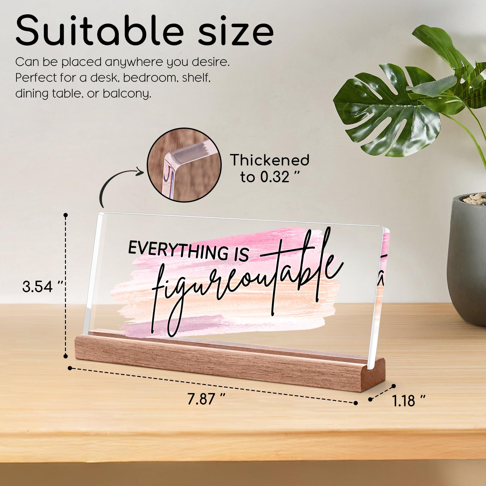 Everything Is Figureoutable - Inspirational Motivational Gifts for Women, Nurses, Daughters & Coworkers - Positive Office Decor & Wall Art in Pink - Perfect for Home, Office, Classroom & Hospital Encouragement