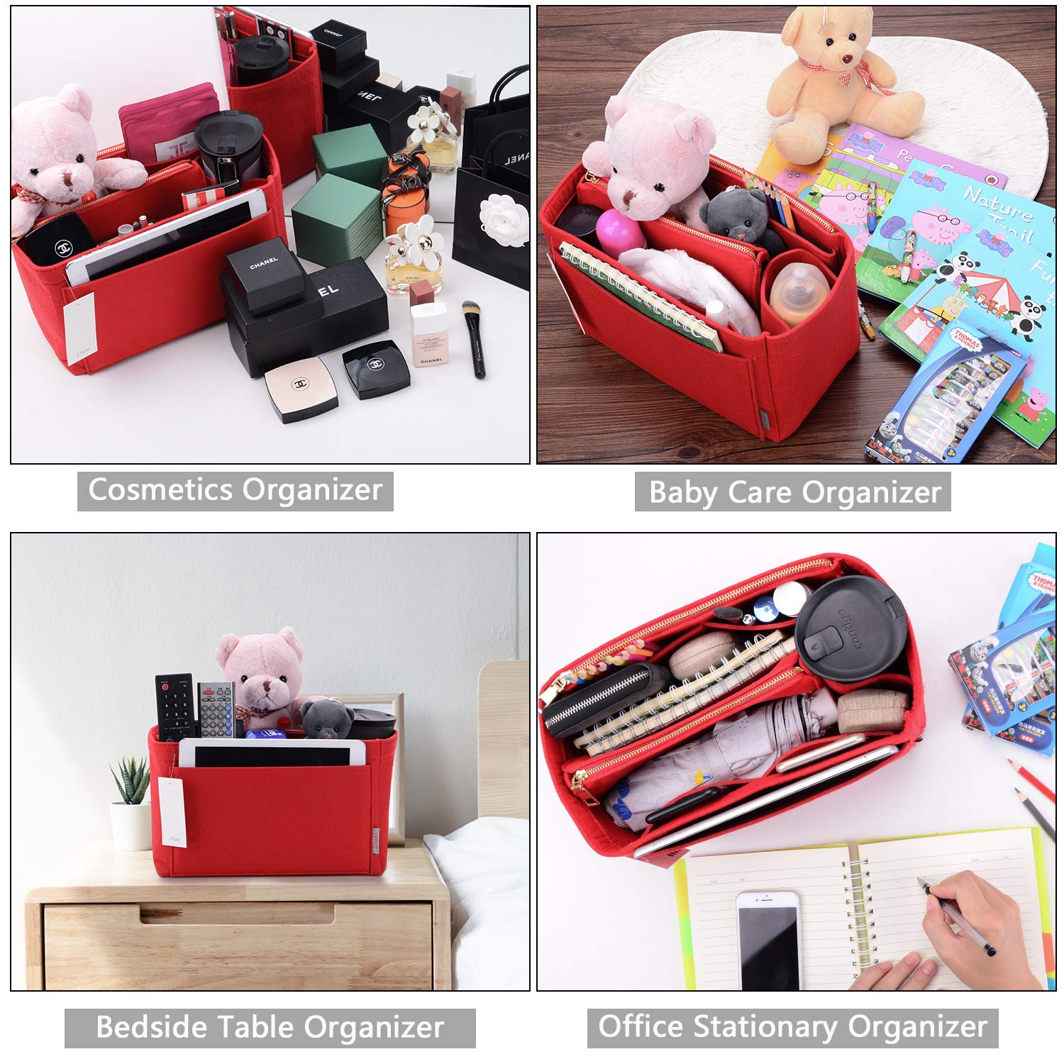 ZTUJO Felt Purse Organizer Insert for Louis Vuitton Speedy, Neverfull, Graceful & Tote Bags - Handbag Shaper & Storage Solution for Travel, Work & Daily Use