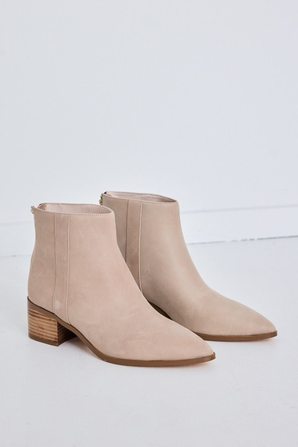 Edith Women's Mushroom Burnished Leather Low Boots - Stylish Ankle Booties for Fall & Winter Fashion, Casual Outings & Office Wear