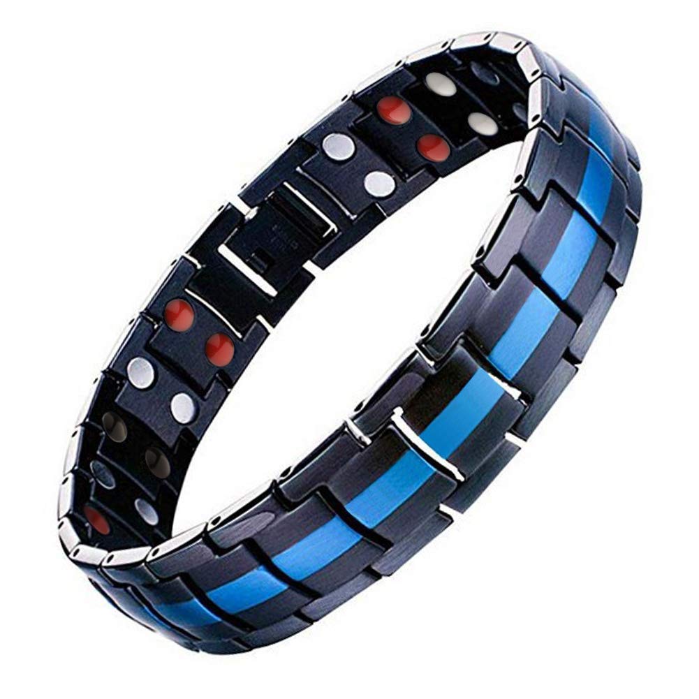 18K Gold Plated Magnetic Bracelets for Men - Double Strength Magnets & 4-in-1 Elements, Adjustable 8.5 Inches - Perfect for Pain Relief, Improved Circulation & Everyday Style
