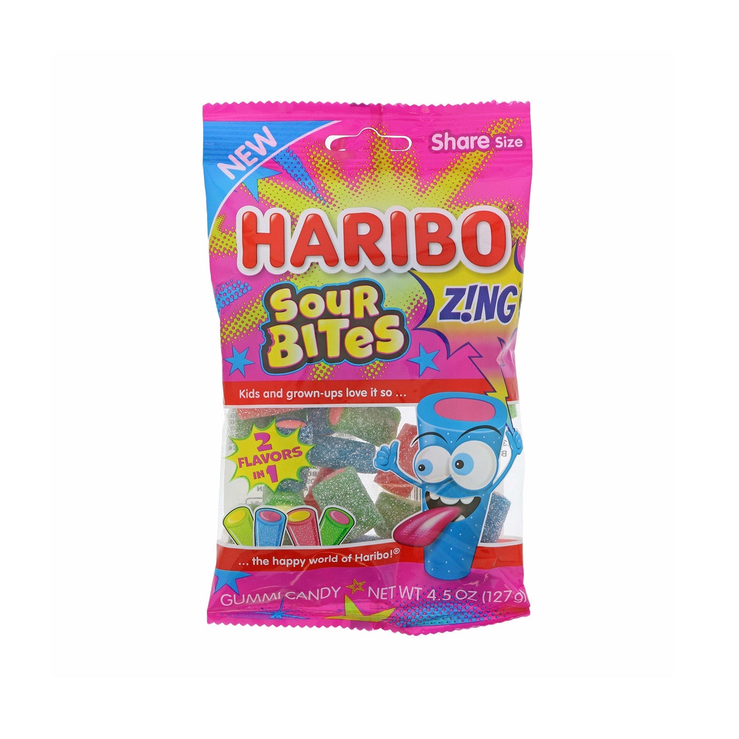 Haribo Z!ng Sour Bites Gummi Candy - 4.5oz Bags, Pack of 12 | Sour & Sweet Gummy Treats for Parties, Snacks & Movie Nights