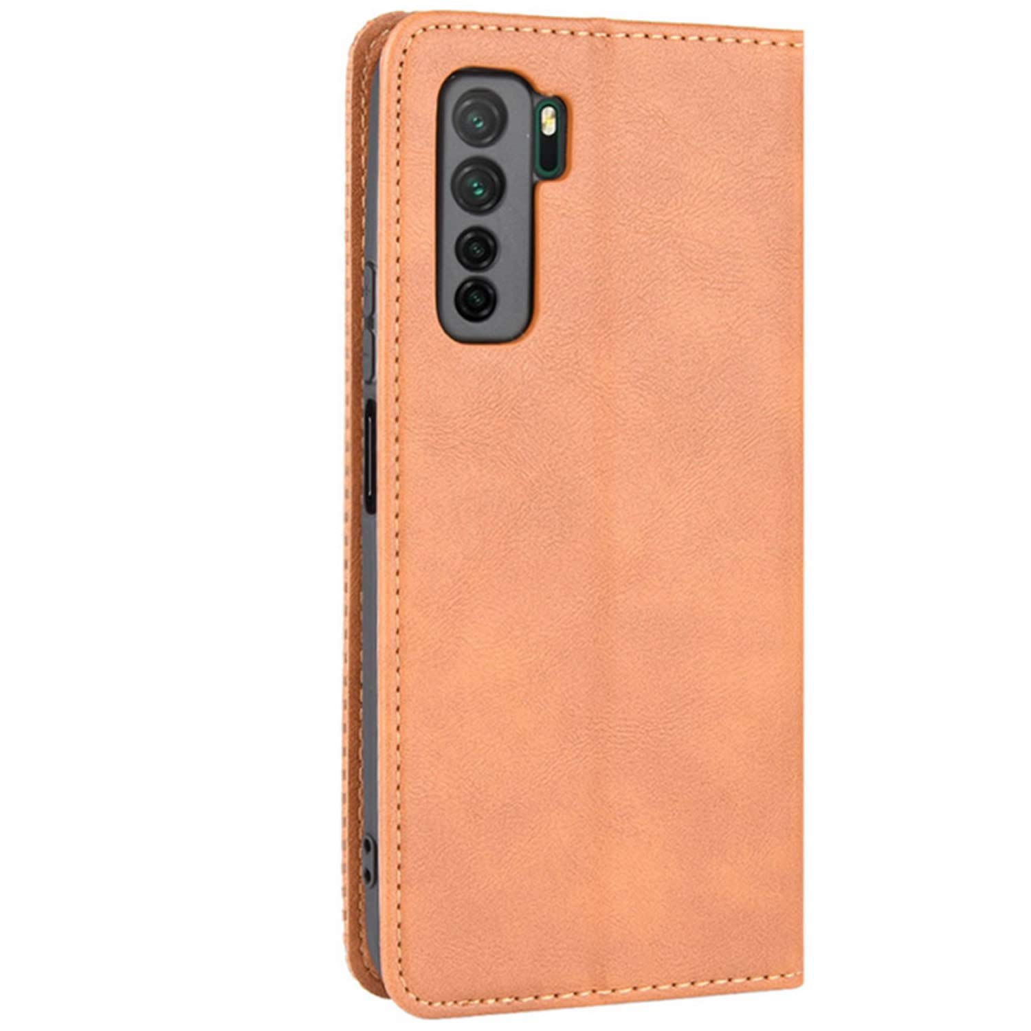 Huawei Nova 7 SE Phone Case - Retro PU Leather Shockproof Wallet Cover with Card Slots & Magnetic Closure | Full Body Protection for Huawei Nova 7 SE | Perfect for Daily Use, Travel & Business (Brown)