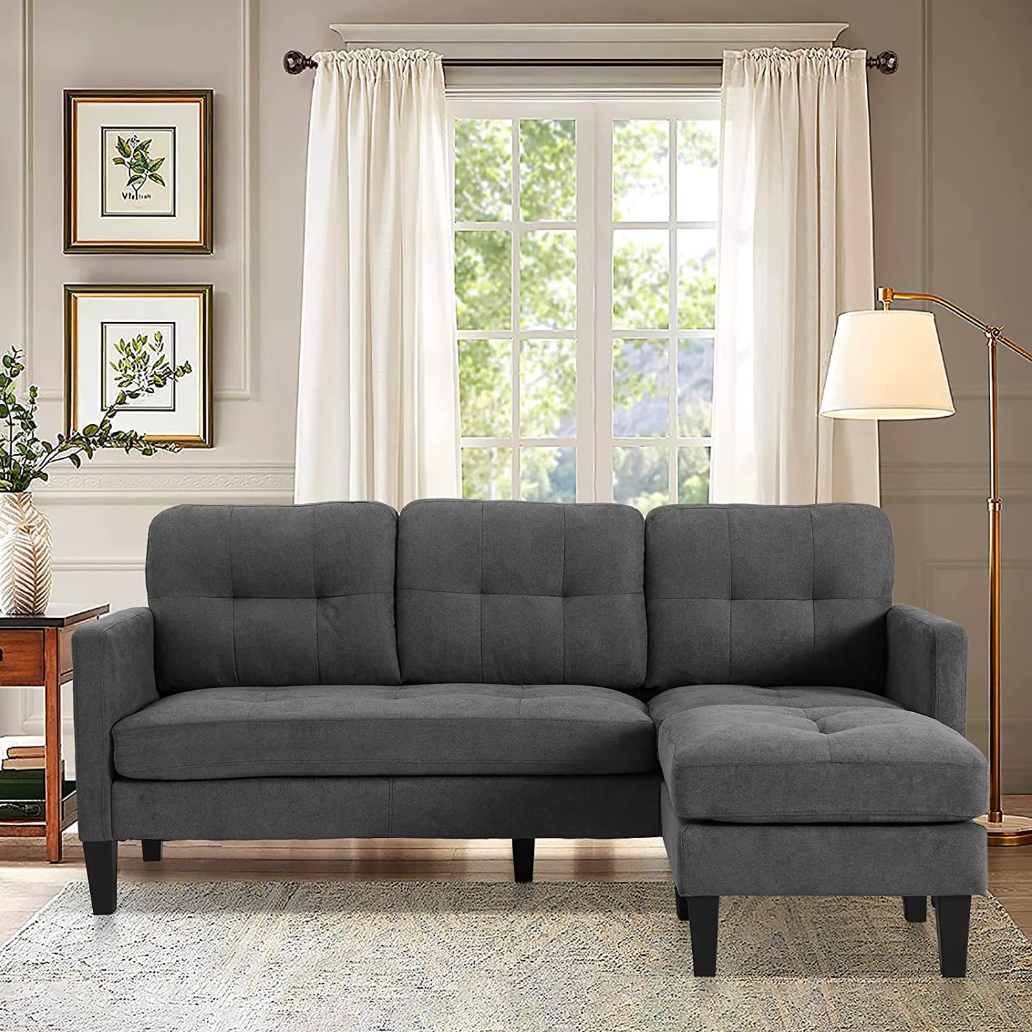 Mid-Century Modern Sofa Set with Loveseat & Lounge Chair - Retro Living Room Furniture (Gray) | Perfect for Small Spaces, Apartments & Contemporary Home Decor