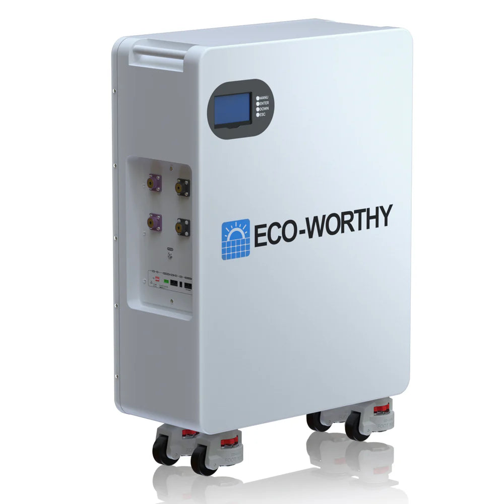 ECO WORTHY 51.2V 280Ah LiFePO4 Floor Standing Battery with 4 Nylon Wheels - Reliable Off Grid Solar Power Storage for Home, RV & Cabin - Perfect for Emergency Backup & Renewable Energy Systems
