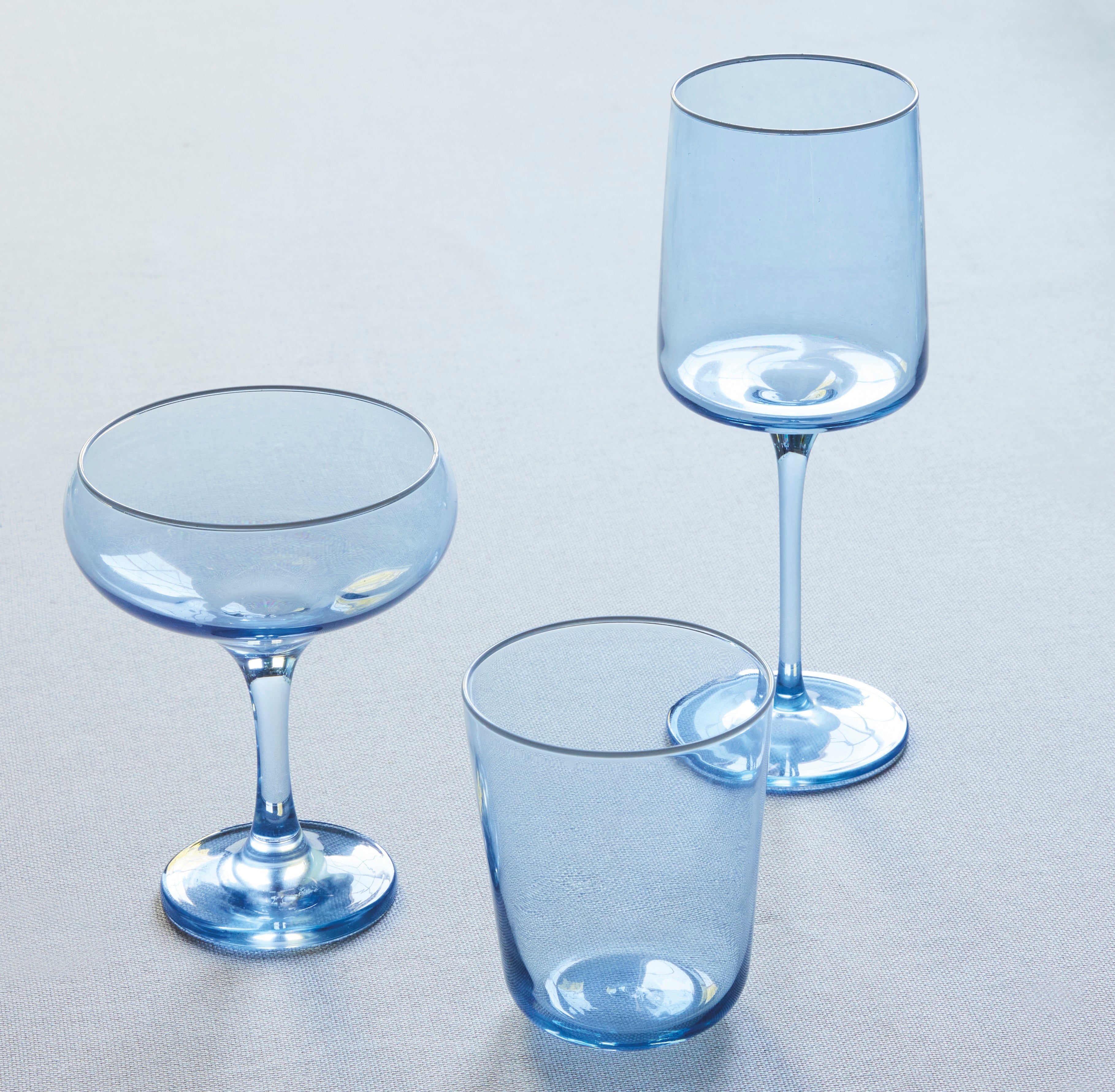 Elegant Light Blue Coupe Glass Set of 4 with White Rim - Perfect for Dinner Parties, Wedding Gifts & Home Decor