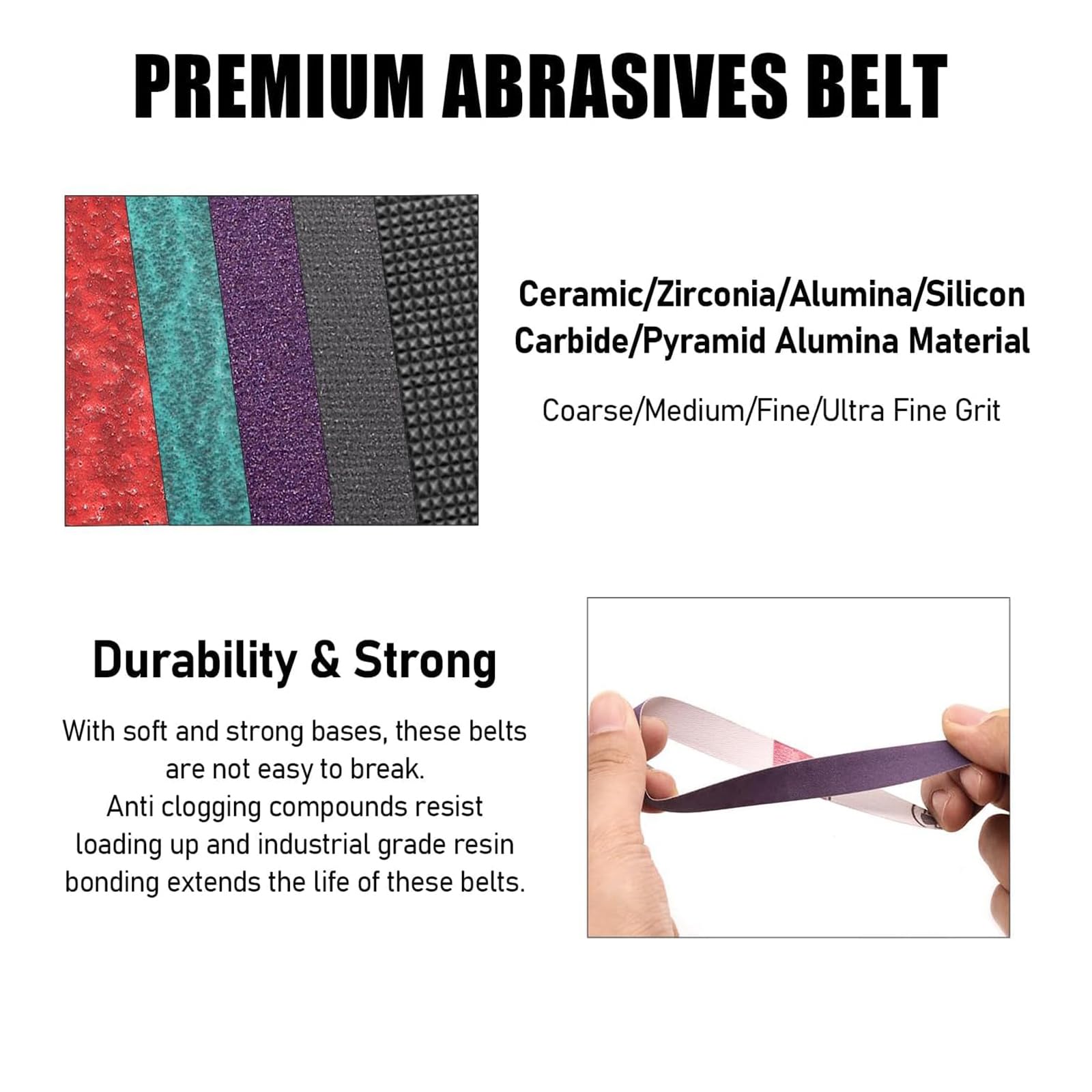 1 x 18 Inch Sanding Belts - 16 Pcs Knife Sharpener Sanding Belts for Work Sharp Ken Onion Blade Grinder Attachment - 80/120/240/400/600/800/1000/2500 Grit Abrasive Belts - Perfect for Knife Sharpening, Woodworking & Metal Polishing