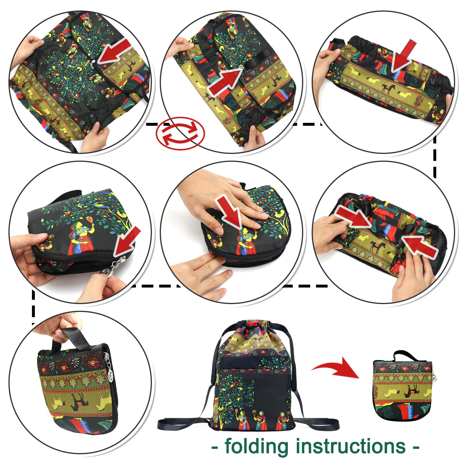 Foldable Large Capacity Wet Dry Separation Drawstring Backpack - Waterproof Gym Sports Bag for Workout, Travel & Beach - Lightweight & Durable for Fitness, Swimming & Outdoor Activities
