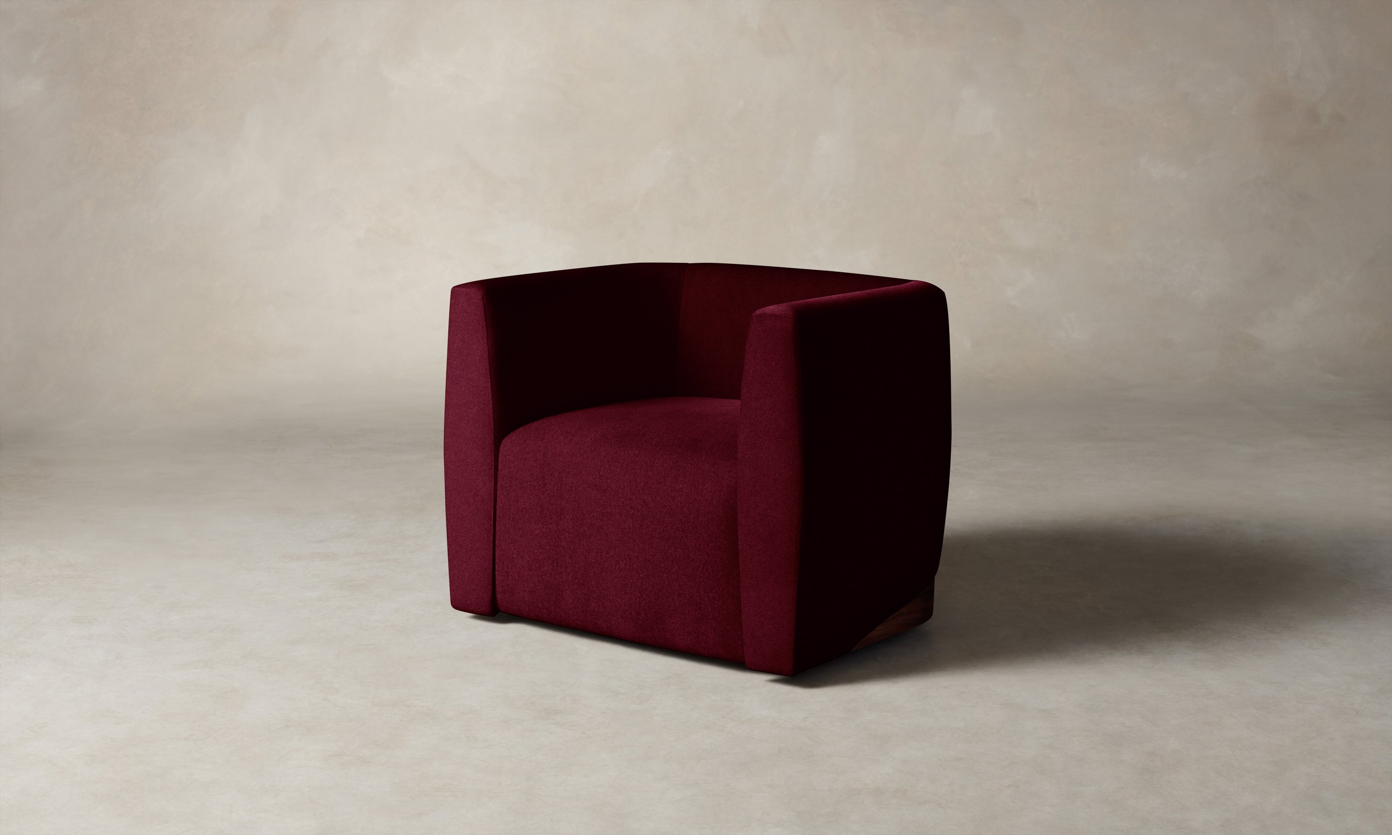 Henri Swivel Chair - Premium Mohair Upholstery in Crimson Red | Perfect for Living Rooms, Home Offices & Lounge Areas