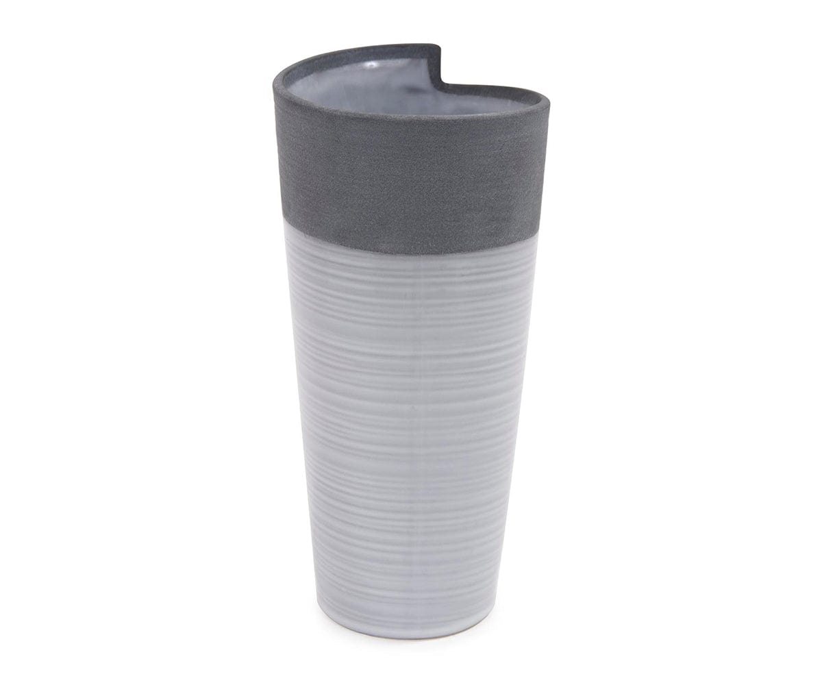 Elegant Rolled Two Tone Vase - Handcrafted Ceramic Home Decor for Living Room, Bedroom & Wedding Centerpieces