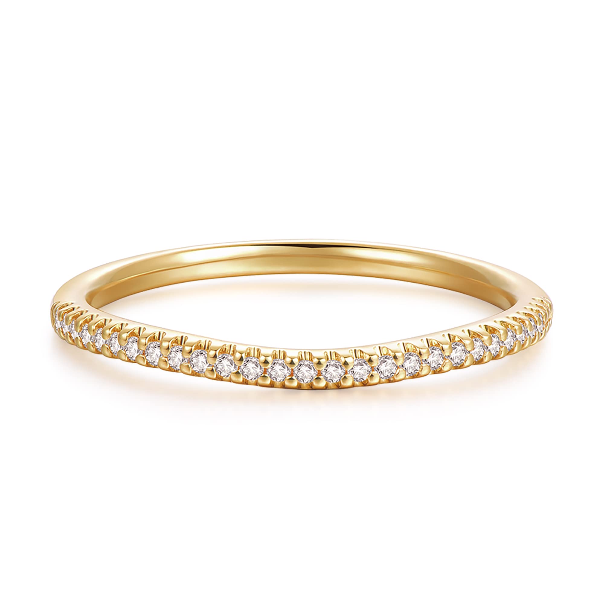 14K Gold Moissanite Wedding Band for Women - 1.5mm V-Shape Chevron Curved Eternity Ring, Durable & Elegant Bridal Jewelry for Engagement, Anniversary & Special Occasions
