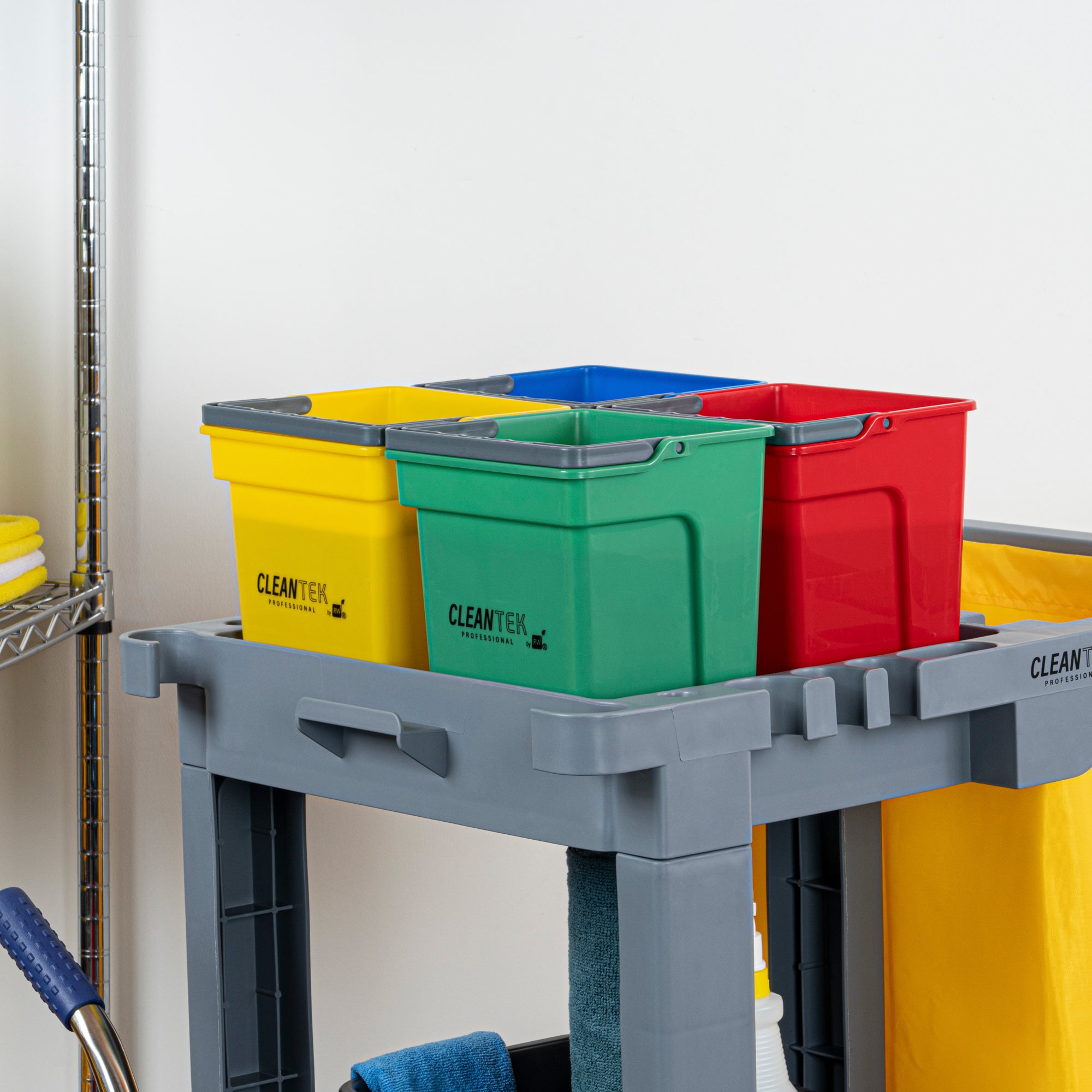 4-Piece Color-Coded Cleaning Bucket Set (Green, Blue, Red, Yellow) - 4 Qt Capacity - Perfect for Home, Office & Commercial Cleaning Organization