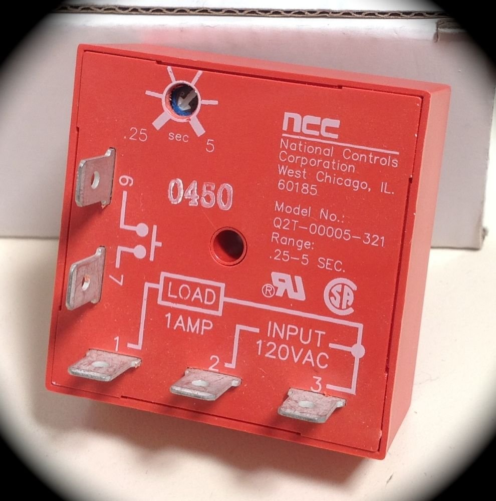 NCC Q2T-00005-321 120VAC One-Shot Cube Timer (0.02 to 5 Seconds, 1 Amp) - Perfect for Industrial Automation, HVAC Systems, and Electrical Control Panels