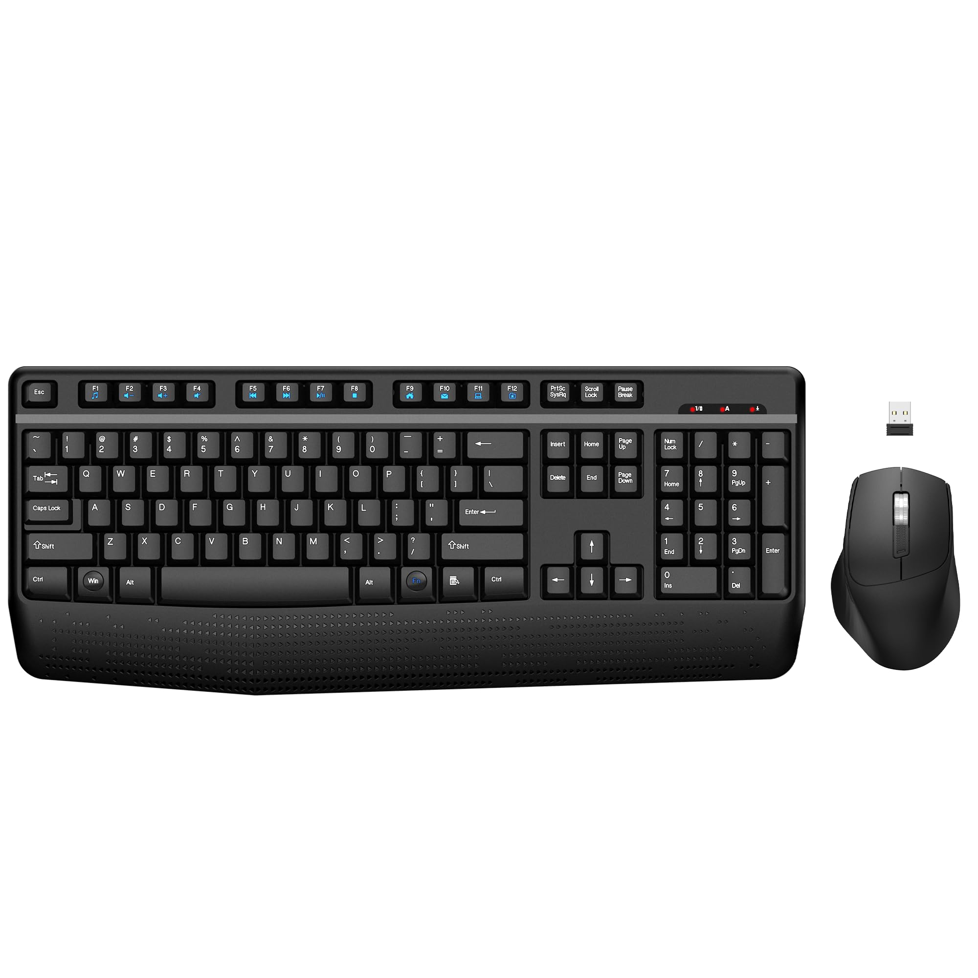 EDJO 2.4G Wireless Keyboard and Mouse Combo - Full-Sized Ergonomic Keyboard with Wrist Rest & Adjustable DPI Optical Mouse - Compatible with Windows/Mac PC Laptop - Perfect for Office Work, Gaming & Home Computing