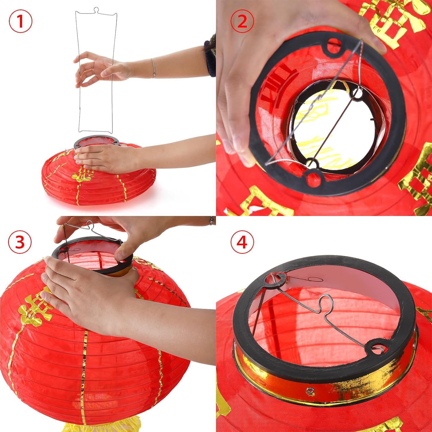 Chinese New Year Red Fabric Lanterns - 12