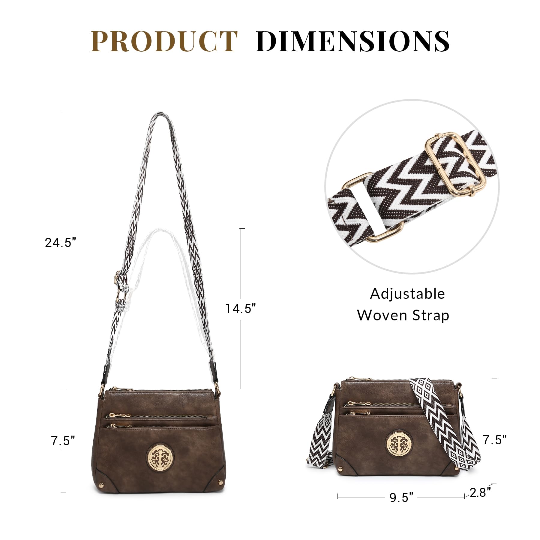 Trendy Women's Crossbody Purse with Multi Pockets & Adjustable Guitar Strap - Medium Shoulder Bag for Daily Use, Travel & Shopping
