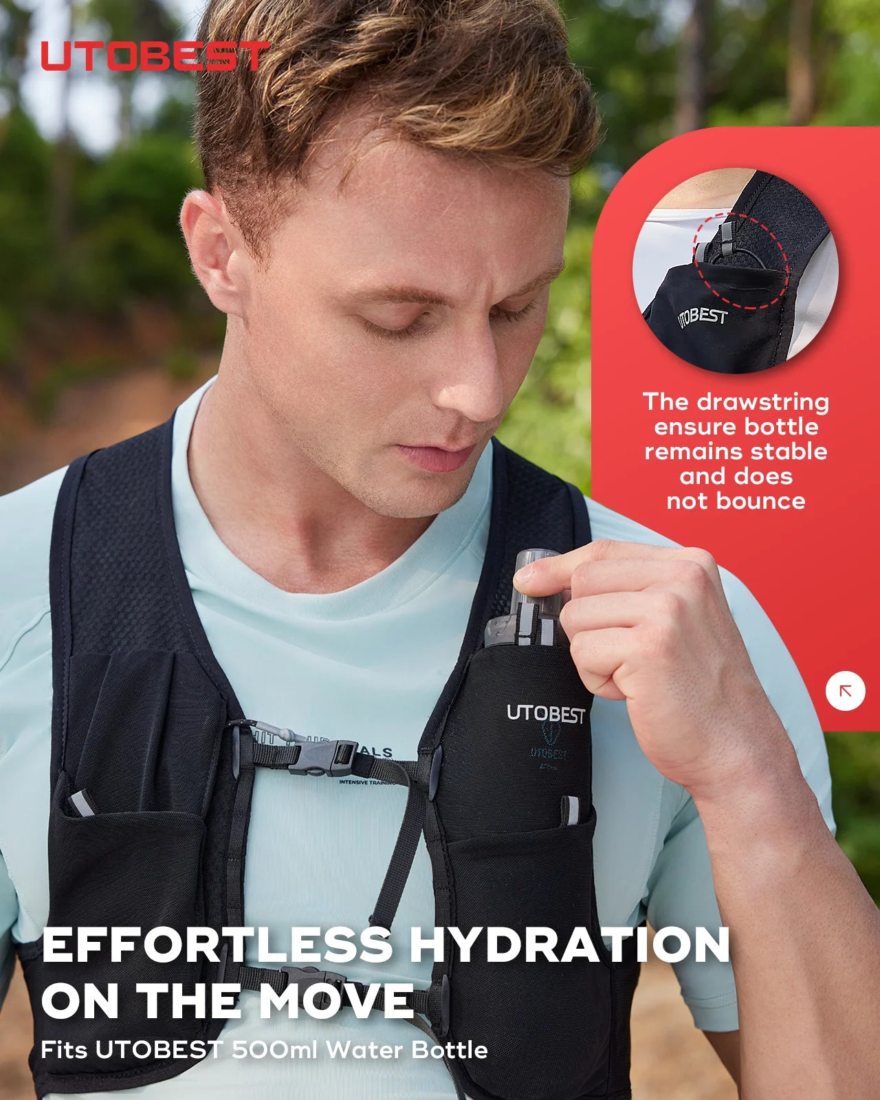 UTOBEST UTR112 Ultra Lightweight Hydration Pack - Breathable Trail Running Vest for Marathon, Cycling & Hiking - Perfect for Outdoor Adventures & Long-Distance Sports