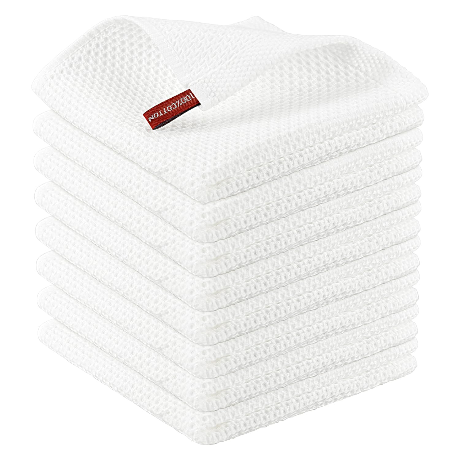 Nialnant 8-Pack Cotton Dish Cloths - Soft, Absorbent & Quick Drying for Kitchen Cleaning (12x12 Inches)
