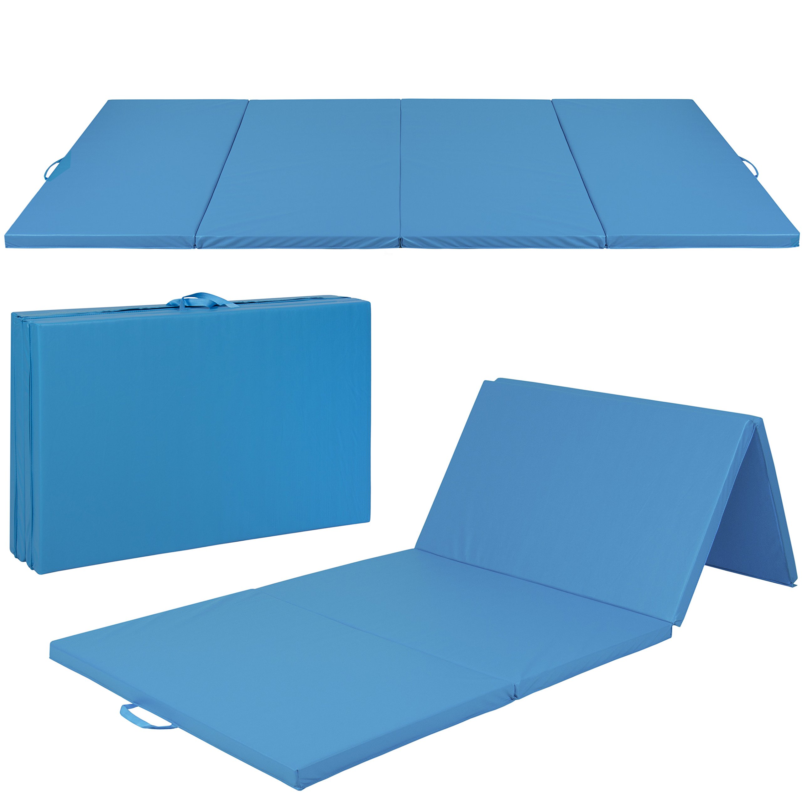 Best Choice Products 10x4ft 4-Panel Foam Folding Exercise Gym Mat for Gymnastics, Aerobics, Yoga with Handles - Perfect for Home Workouts, Studio Training & Kids Play Area