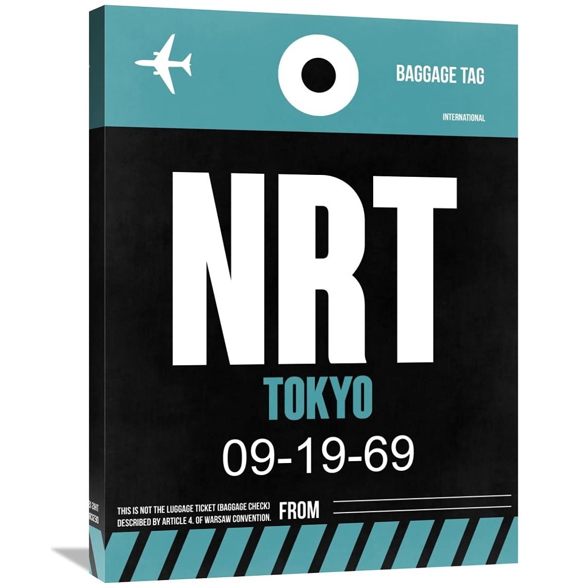 Naxart Studio NRT Tokyo Luggage Tag 2 Stretched Canvas Wall Art - 48x36 Inches Large Modern Home Decor for Living Room, Bedroom & Office