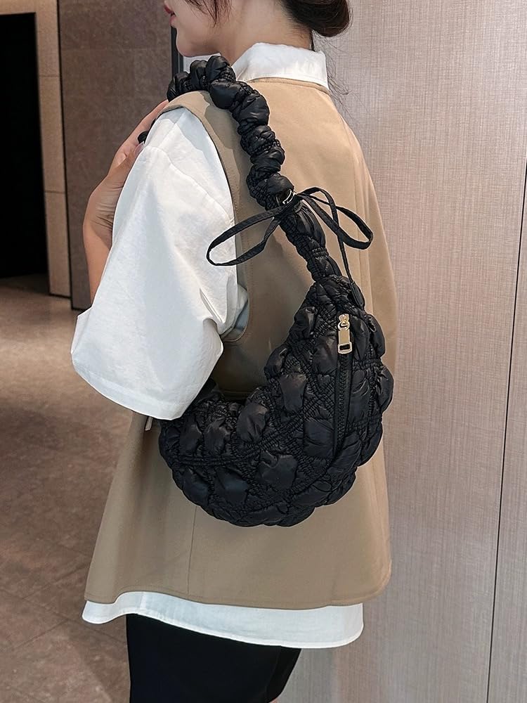 Quilted Puffer Tote Bag for Women - Winter Down Padding Shoulder Purse | Stylish Handbag for Work, Travel & Shopping