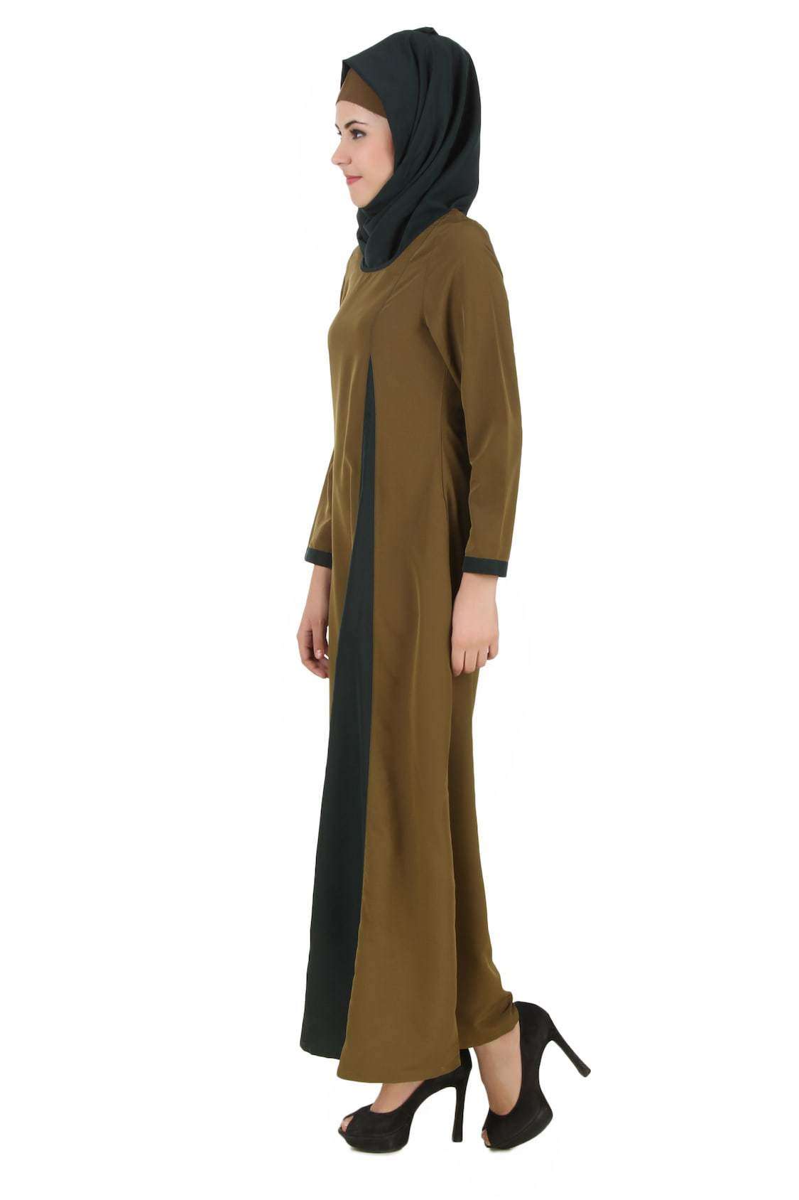 Elegant Olive & Dark Green Kashibo Abaya - Modest Muslim Dress for Women - Perfect for Prayer, Eid, and Special Occasions