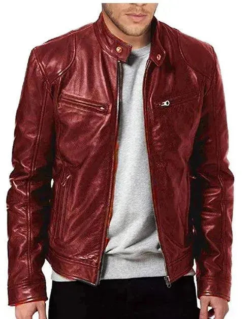 Slim Fit Men's Leather Jacket - Premium Genuine Leather Motorcycle Biker Jacket for Men - Stylish & Comfortable for Casual Wear, Riding & Outdoor Activities