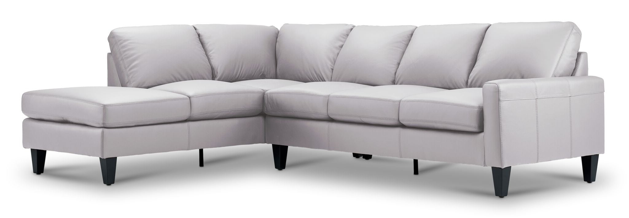 Premium Chito Leather 2-Piece Sectional Sofa with Left-Facing Chaise in Cloud Grey - Modern Living Room Furniture for Comfortable Lounging & Entertaining