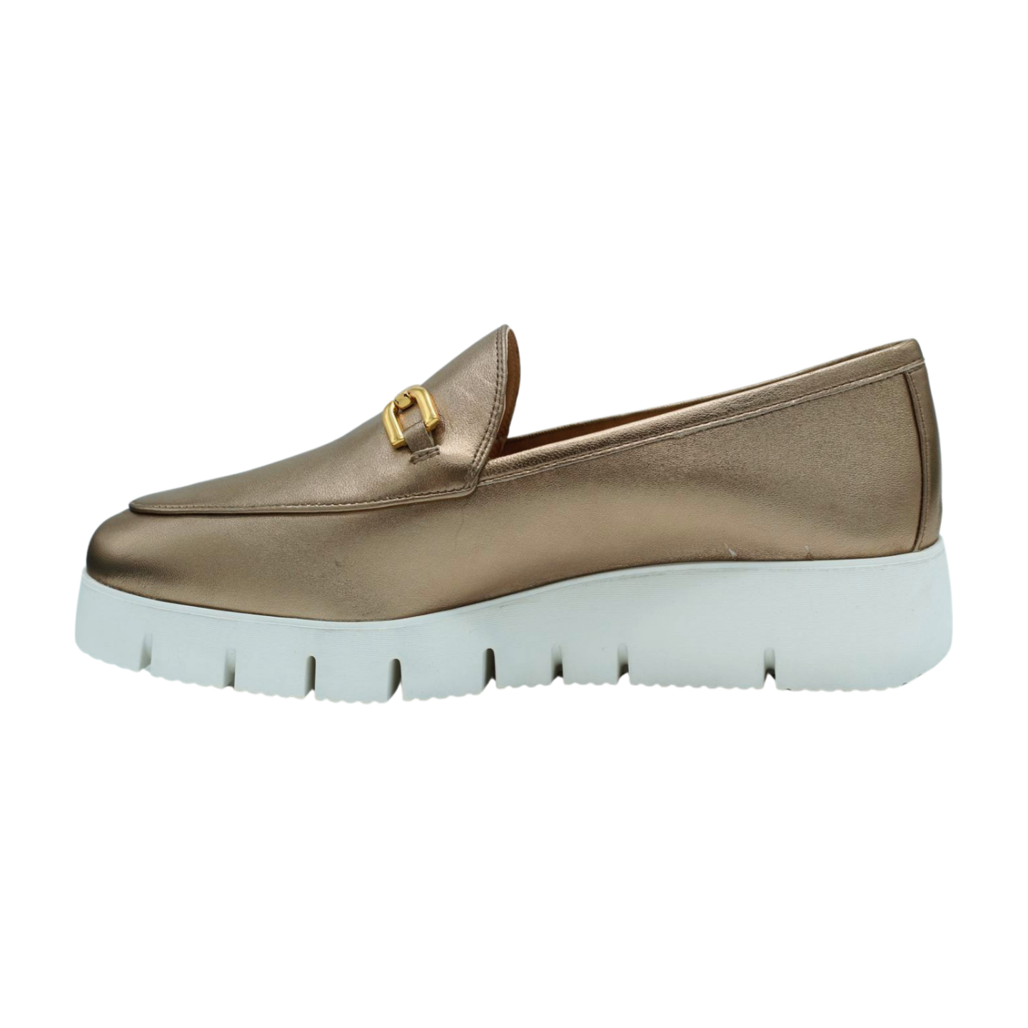 UNISA Women's Gold Leather Wedge Loafers - Comfortable Slip-On Shoes for Casual & Office Wear - Perfect for Work, Travel & Everyday Outfits