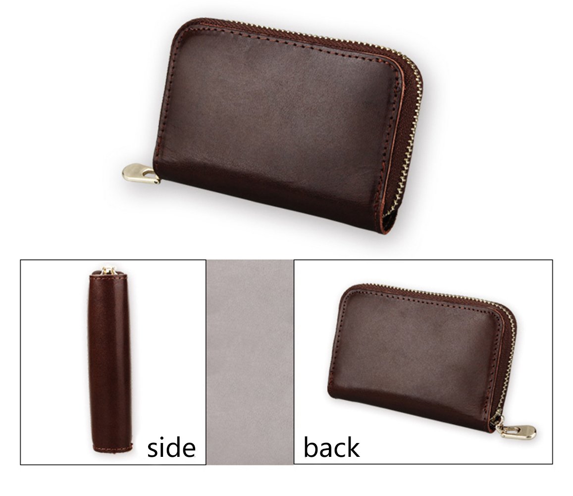 RFID Blocking Leather Wallet for Men & Women - Slim Travel Credit Card Holder with Zipper - Secure ID Protector for Everyday Use & Business Travel