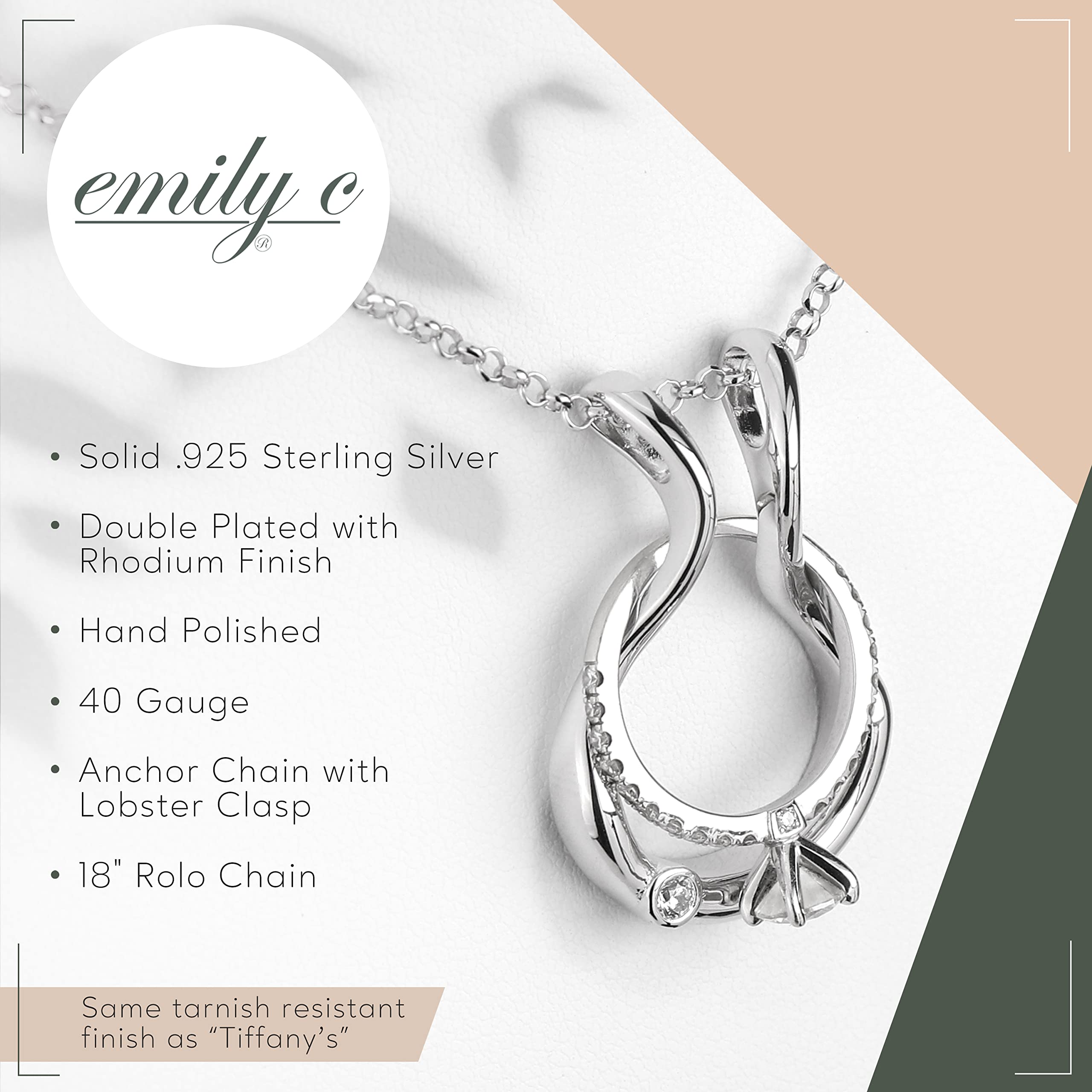 Sterling Silver Ring Holder Necklace for Women & Men - Wedding Ring Keeper Jewelry for Wife, Nurse, Doctor - Elegant Ring Necklace for Everyday Wear, Date Night & Special Occasions