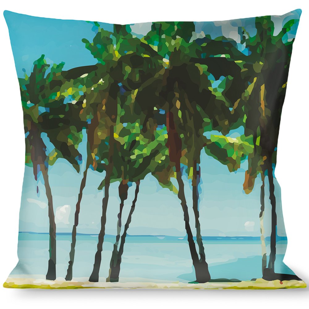 Decorative Throw Pillow Cover - Tropical Beach Palm Trees Design for Sofa, Bed, Couch - Perfect for Coastal Home Decor & Living Room Accents