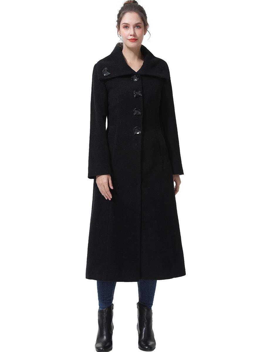 BGSD Women's Mia Full Length Long Wool Coat - Regular, Plus Size & Petite - Warm Winter Overcoat for Office, Dating & Formal Occasions