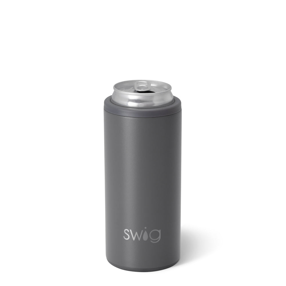 12oz Grey Skinny Can Cooler - Insulated Beer Sleeve for Cans & Bottles - Perfect for Camping, BBQs & Outdoor Parties
