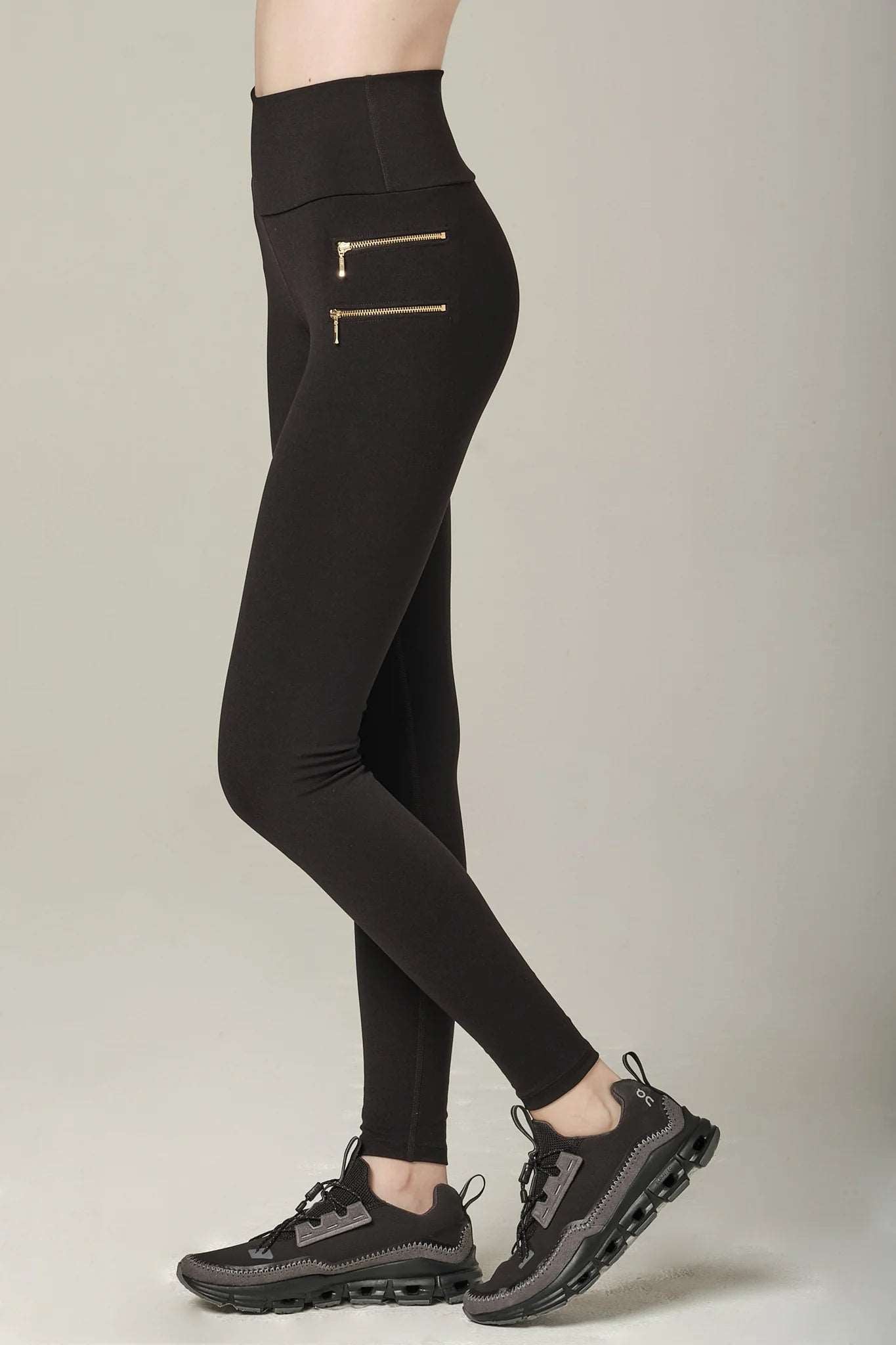 925 Sterling Silver Fit Women's Zip It Super Soft High-Waisted Legging Pants - Black | Workout, Yoga, Running & Lounge Wear