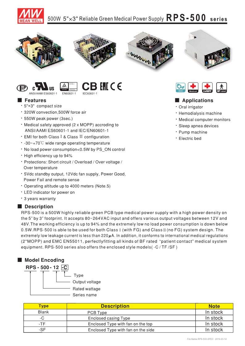 Mean Well RPS-500-24 24V 21A 500W Power Supply - 5