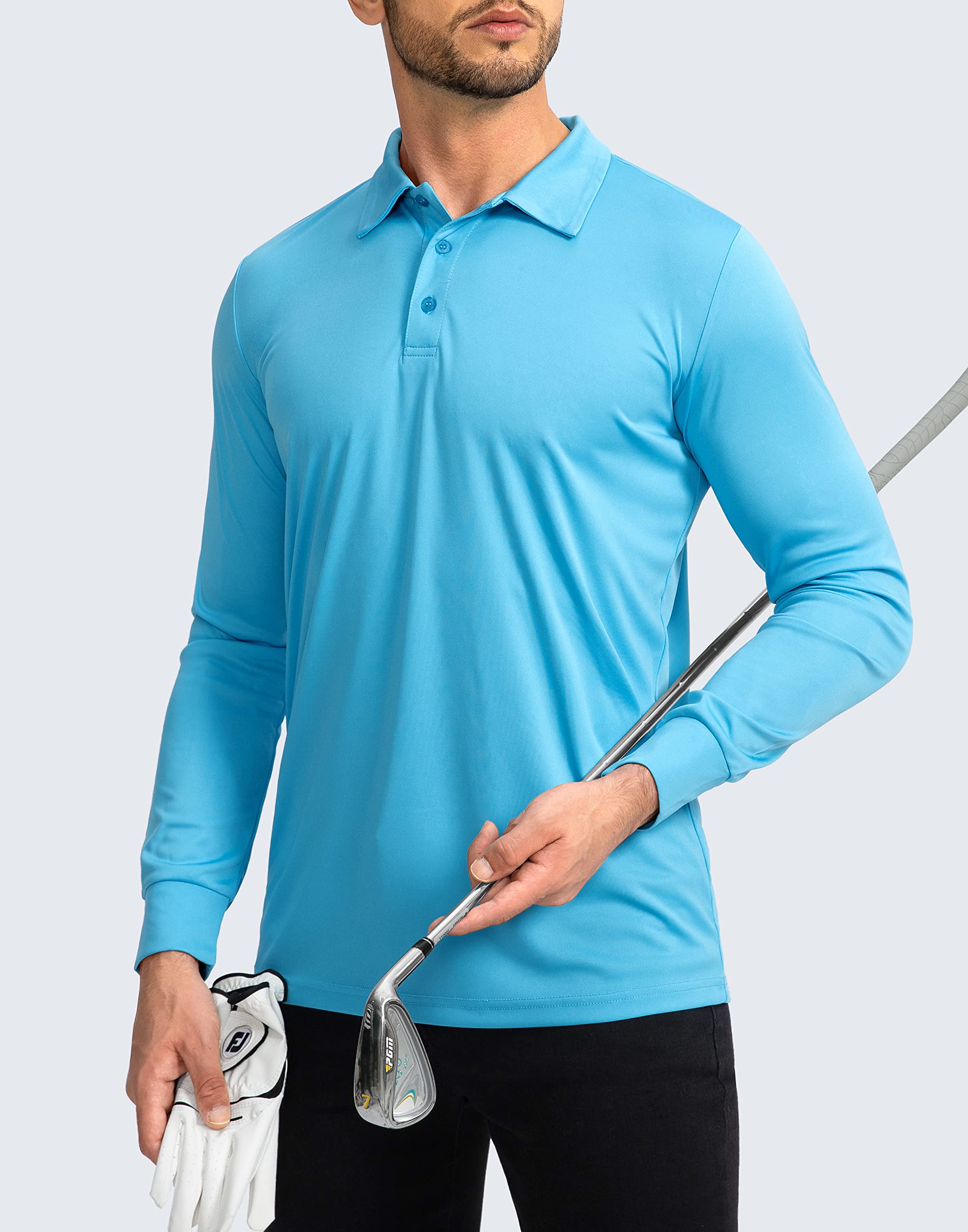 Men's Long Sleeve Polo Shirt - UPF 50+ Sun Protection Golf Shirt, Lightweight & Breathable for Work, Fishing & Outdoor Activities | Perfect for Golfing, Hiking and Summer Sun Protection