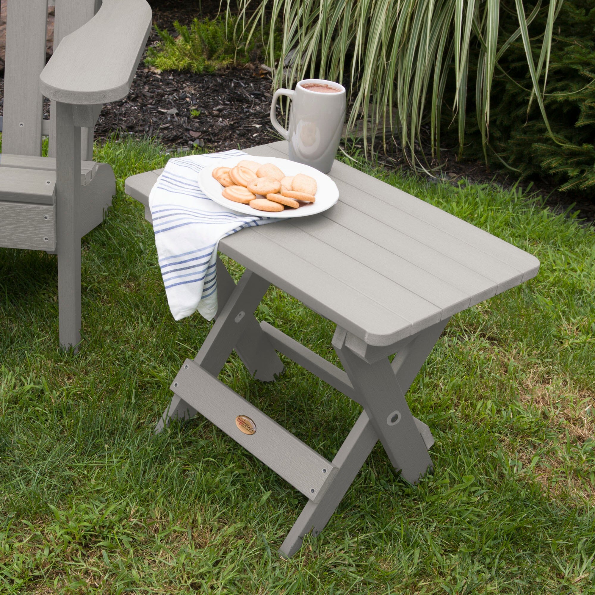 Highwood Folding Adirondack Side Table - Portable Outdoor Patio Furniture for Pool, Garden, Deck & Camping Use