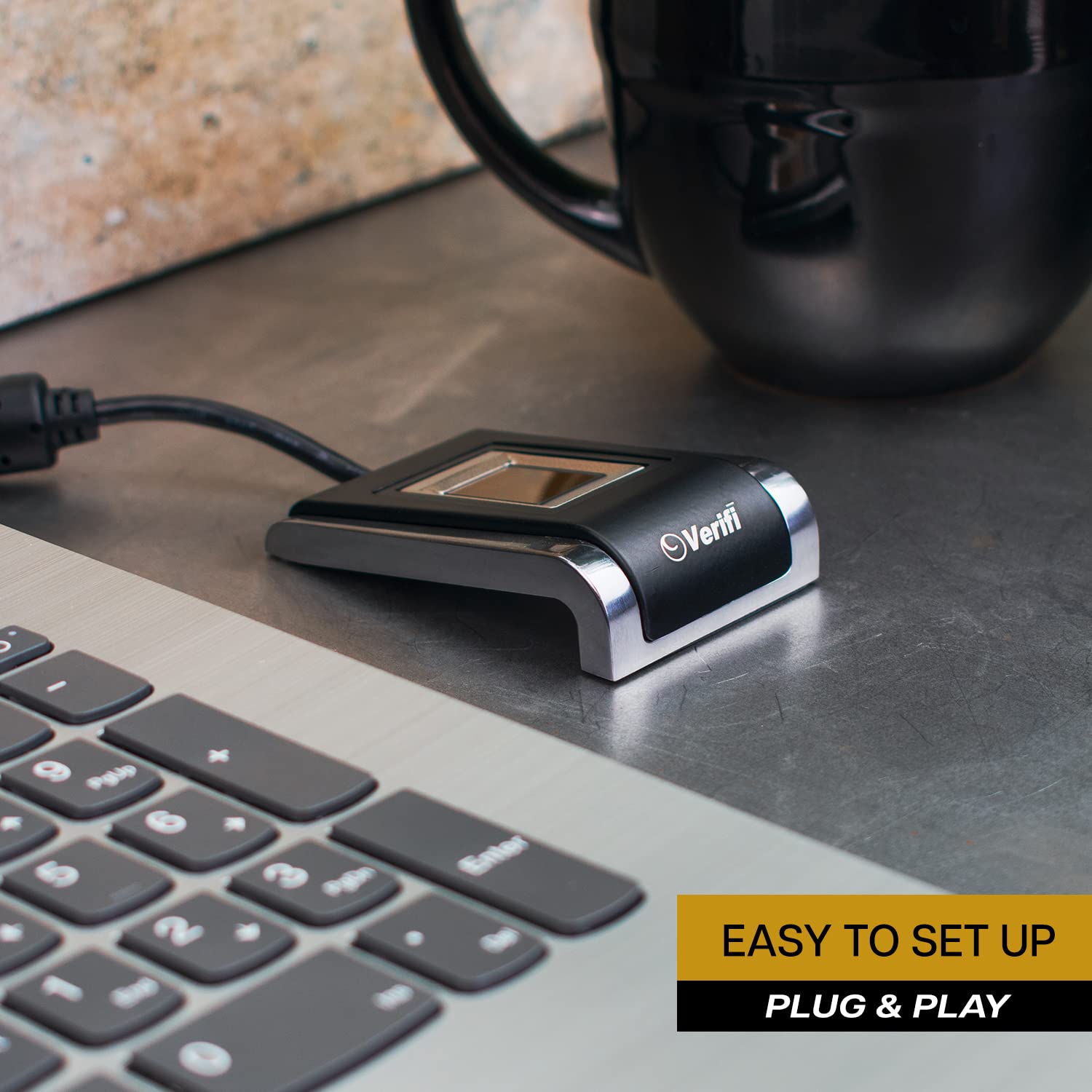 Verifi P5300 USB Fingerprint Reader for Windows Hello - Secure Password-Free Login for Windows Desktop & Laptop Computers - Ideal for Office, Banking & Online Security